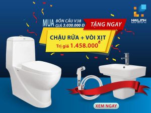 Tặng bộ quà tặng 1.458.000 đồng khi mua bồn cầu Viglacera V38