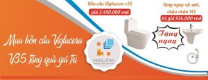 Mua bồn cầu Viglacera V35 giá 3.490.000 đồng được tặng ngay xịt XP6 và chậu chân Vi5 trị giá 916.000 đồng