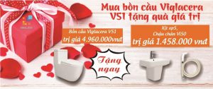 Mua bồn cầu Viglacera V51 giá 4,960,000 đồng, tặng chậu chân Vi50, xịt XP5 trị giá 1,458,000 đồng.